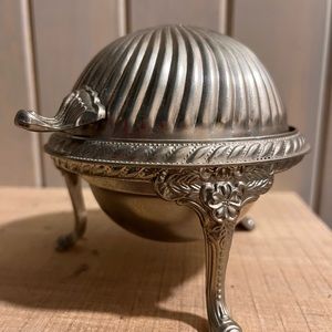 Vintage Silver Plate/Glass Covered Butter Dish
